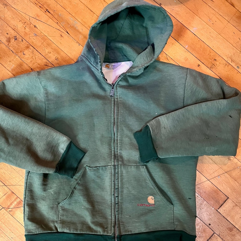 VTG 80’s CARHARTT full zip insulated hoodie Sz L distressed